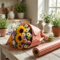 Soie fleurie 75cm à carreaux rouge 8kg | Floristik24.be
