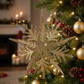 Flocons de neige 3D dorés avec effet scintillant - 16 cm x 15,5 cm - Lot de 2 | Floristik24.be