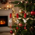 Déco suspendue rouleaux de fil rouge pour Noël - Set de 4 | Floristik24.be