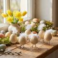 Poussin dans la coquille d'oeuf blanc, crème 6cm 6pcs | Floristik24.be