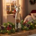 Renne en bois naturel décoratif avec sapin doré H27cm | Floristik24.be