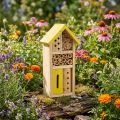 Nichoir de jardin Insect Hotel en bois jaune H26cm | Floristik24.be