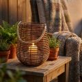 Bougie dans un panier, lanterne avec anse, décoration bougie, panier lanterne Ø24cm H34cm | Floristik24.be
