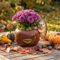 Jardinière, pomme avec hérisson, décoration d'automne, cache-pot, céramique Ø16cm H22cm L33cm | Floristik24.be