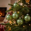 Boule de Noël, décoration de sapin, boule de sapin de Noël vert marbré H4,5cm Ø4cm verre véritable 24 pcs | Floristik24.be