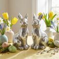 Lapin décoratif assis Décoration de Pâques argent vintage H17cm 2 pcs | Floristik24.be