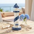 Décoration de table maritime Phare Bleu Blanc Ø10,5 cm H28,5 cm | Floristik24.be