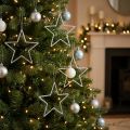 Lot de 9 étoiles décoratives argentées en paillettes, 17,5 cm | Floristik24.be