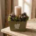 Jardinière en bois, style shabby chic, verte, 11 × 14,5 × 14 cm | Floristik24.be