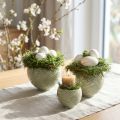 Bols en céramique au design spirale vert Ø9cm H7cm 4pcs | Floristik24.be