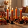 Bougies coniques orange foncé couleur unie Sunset 34x240mm 4pcs | Floristik24.be
