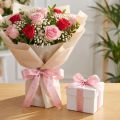 Ruban cadeau avec coeurs ruban décoratif or rose 15mm 15m | Floristik24.be