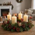 Bouchon fleur cadeau rouge vert beige naturel 3,5cm 12 pcs | Floristik24.be