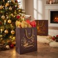 Sac cadeau bois de Noël marron/doré 18x10x23cm 2pcs | Floristik24.be