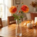 Dahlia Artificiel Fleurs Décoratives Orange Rouge Ø10 L80cm 2pcs | Floristik24.be