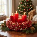 Couronne de l'Avent couronne de boules en or rouge Noël Ø33cm | Floristik24.be
