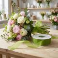 Ruban organza vert ruban cadeau tissé bord vert olive 25mm 50m | Floristik24.be