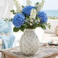 Vase Décoration Maritime Vase Métal Coquillages Gris Blanc Ø24cm H31.5cm | Floristik24.be