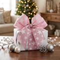 Ruban de Noël bord fil étoile blanche rose L25mm L15m | Floristik24.be