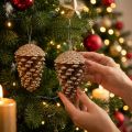 Pommes de pin dorées à paillettes, 13 cm, lot de 4, décorations pour sapin de Noël | Floristik24.be