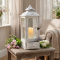 Lanterne décorative vintage avec tiroir blanc 20×20cm H51cm | Floristik24.be