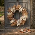 Couronne déco herbe de pampa artificielle crème, couronne de porte marron Ø60cm | Floristik24.be