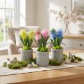 Jacinthe artificielle en pot jaune rose bleu H23cm 3pcs | Floristik24.be