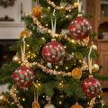 Boules de Noël en verre rouge Boules de sapin de Noël prairie Ø8cm 6pcs | Floristik24.be