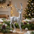 Figurine déco cerf argent pailleté 25cm x 12cm | Floristik24.be
