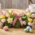 Ruban de velours Ruban décoratif Joyeuses Pâques rose 15mm 5m | Floristik24.be
