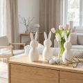 Figurine décorative de lapin à l'aspect plié, idéale pour un intérieur moderne, salon ou bureau, 13 cm, lot de 3. | Floristik24.be