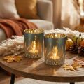 Lanterne décorative élégante à motif d'herbe pour une touche chaleureuse dans votre intérieur, 12,5 cm, lot de 2. | Floristik24.be
