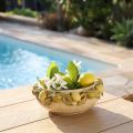Bol en céramique avec citrons – Bol décoratif méditerranéen pour table et cuisine Ø21,5cm H8,5cm | Floristik24.be