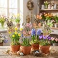 Lapin de Pâques avec lunettes Piquets en bois 8,5cm 12pcs | Floristik24.be