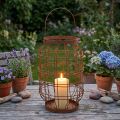 Lanterne de jardin, métal, finition rouillée, poignée, style vintage, Ø19,5 cm | Floristik24.be