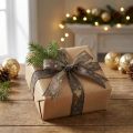 Ruban de Noël ruban cadeau marron doré sapin 25mm 15m | Floristik24.be