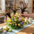 Décoration plumes colorées sur fil de fer déco printemps H35cm 3pcs | Floristik24.be