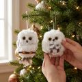 Décorations hibou, figurines de hibou à suspendre, blanc et gris, 6 cm, lot de 2 | Floristik24.be
