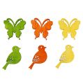 Floristik24 Oiseau décoratif et papillon en bois décoration éparpillement coloré 2cm 144p