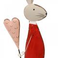 Floristik24 Décoration printanière, lapin de Pâques en métal, Saint Valentin, lapin avec un coeur, Pâques 45cm