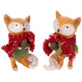 Floristik24 Renard décoratif avec écharpe et pomme de pin, 10 cm, 2 pièces