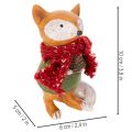 Renard décoratif avec écharpe et pomme de pin, 10 cm, 2 pièces | Floristik24.be