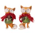 Renard décoratif avec écharpe et pomme de pin, 10 cm, 2 pièces | Floristik24.be