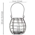 Lanterne de jardin en métal noir avec éclairage par le vent, Ø 14 cm H 12,5 cm | Floristik24.be