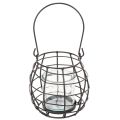 Lanterne de jardin en métal noir avec éclairage par le vent, Ø 14 cm H 12,5 cm | Floristik24.be