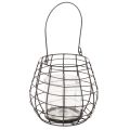 Floristik24 Lanterne de jardin avec bougeoir en verre, noire, Ø20cm, H18,5cm