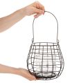 Lanterne de jardin avec bougeoir en verre, noire, Ø20cm, H18,5cm | Floristik24.be