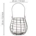 Lanterne de jardin avec bougeoir en verre, noire, Ø20cm, H18,5cm | Floristik24.be