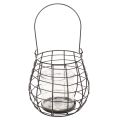 Lanterne de jardin avec bougeoir en verre, noire, Ø20cm, H18,5cm | Floristik24.be