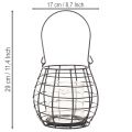 Lanterne de jardin avec poignée, noire, bougeoir en verre, Ø17cm, H15cm | Floristik24.be